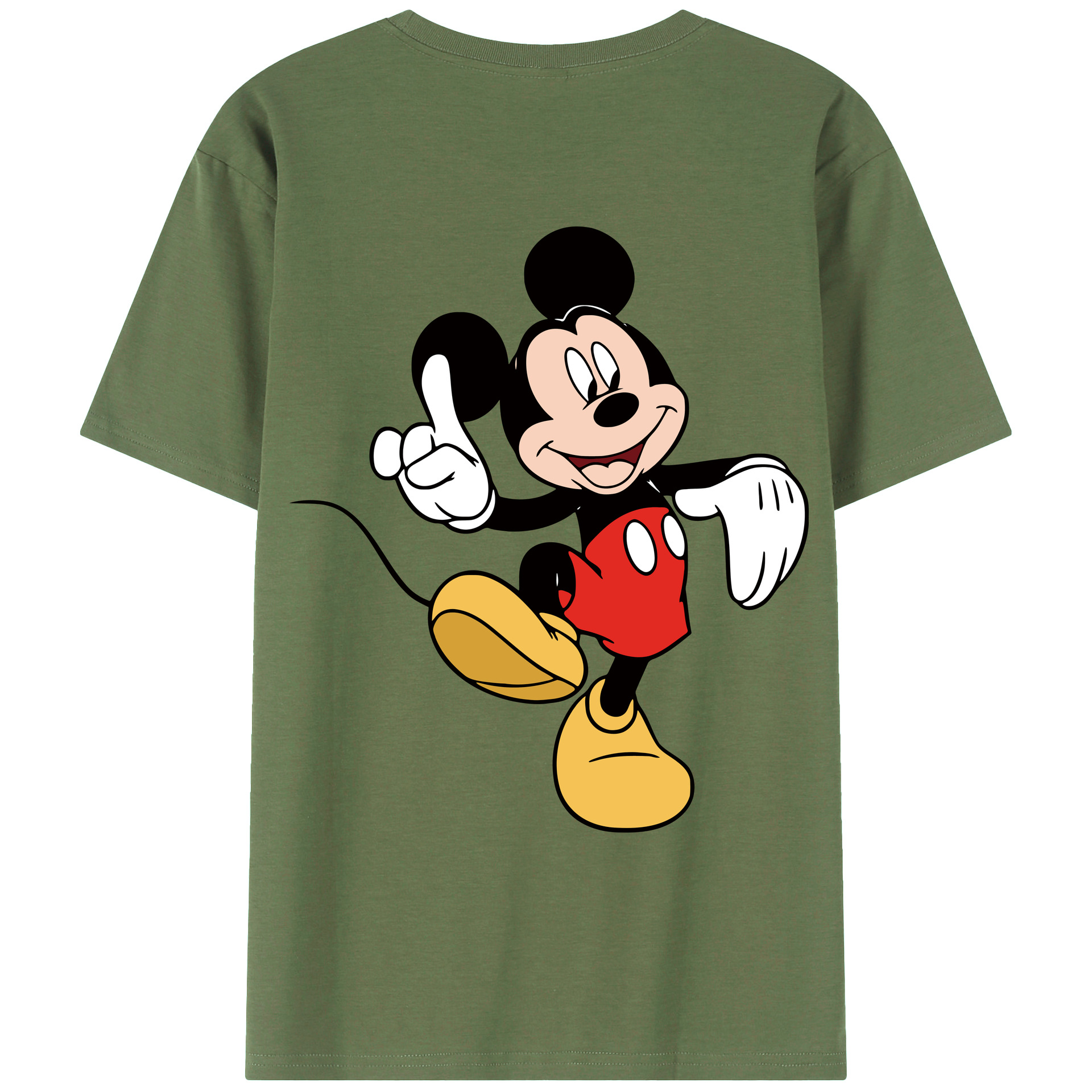 ミッキーマウス Mickey Mouse 綿100％ メンズ半袖Tシャツ（バックプリント） 通気性
